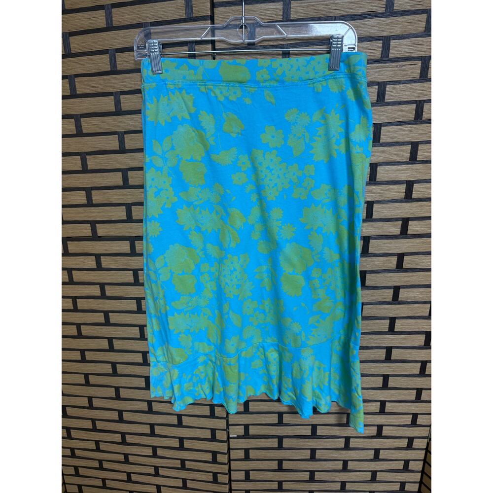 Fresh Produce Blue‎ And Green Floral Midi Skirt Size Small